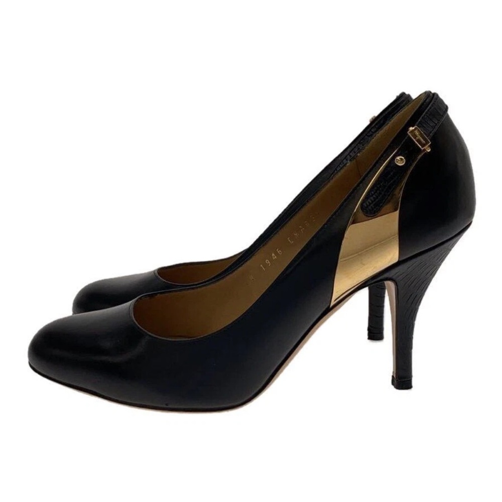 Salvatore Ferragamo Black and Gold Heels